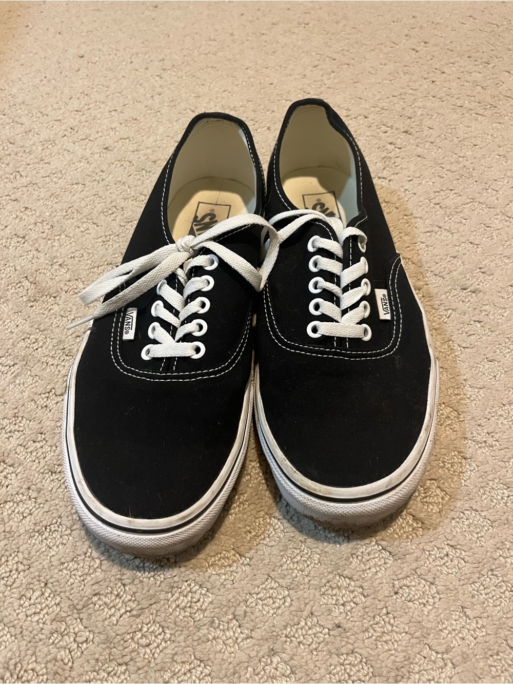 Vans Black Canvas Low Top Sneakers with White Laces